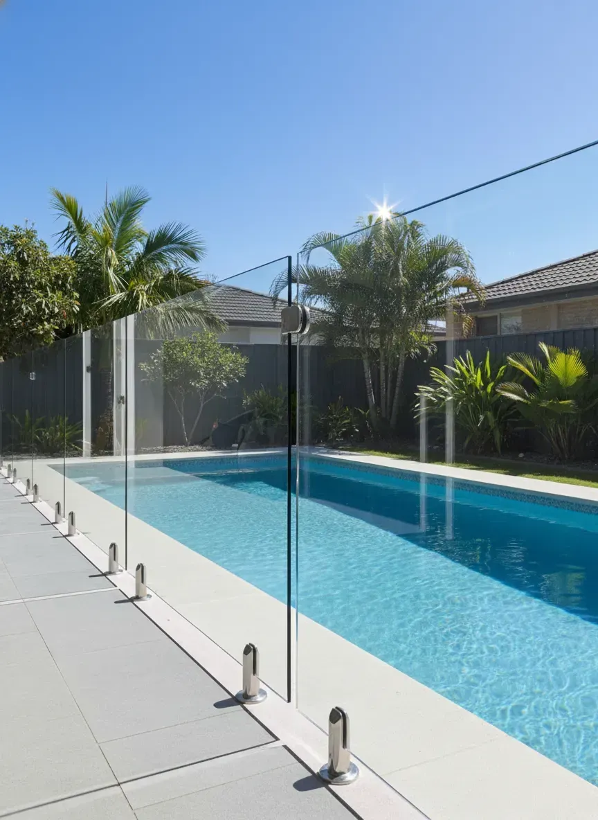 AS1288 compliant frameless glass pool fencing.